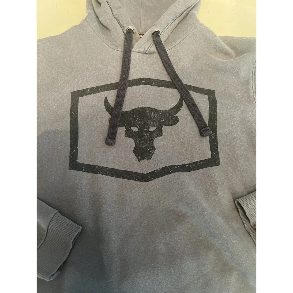 Under Armour Project Rock Brahma Bull Hoodie Gray Mens‎ M Blood Sweat Respect